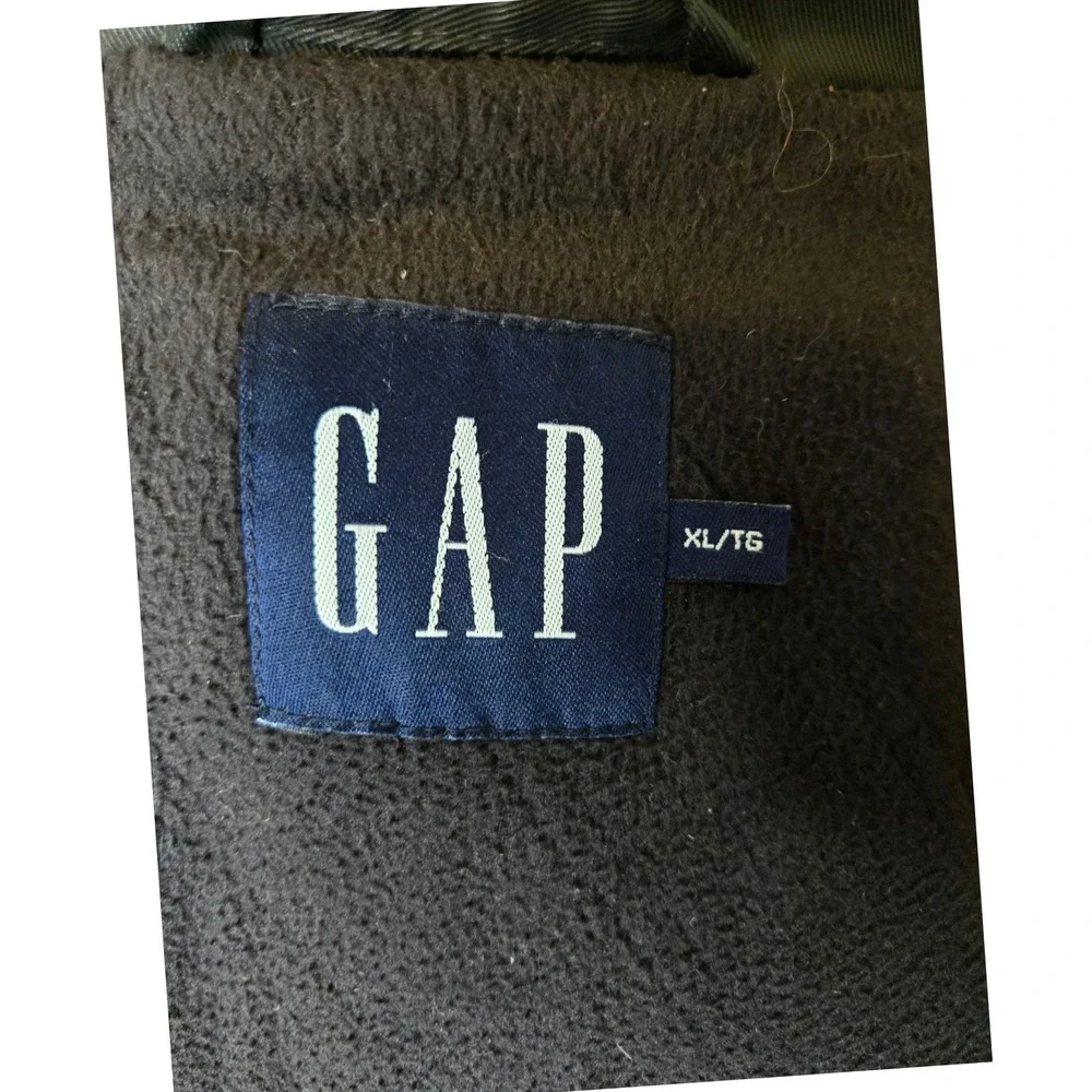 Vintage Y2K GAP Fleece Lined Utility Jacket Black Zip Front Oversized XL - Picture 9 of 10